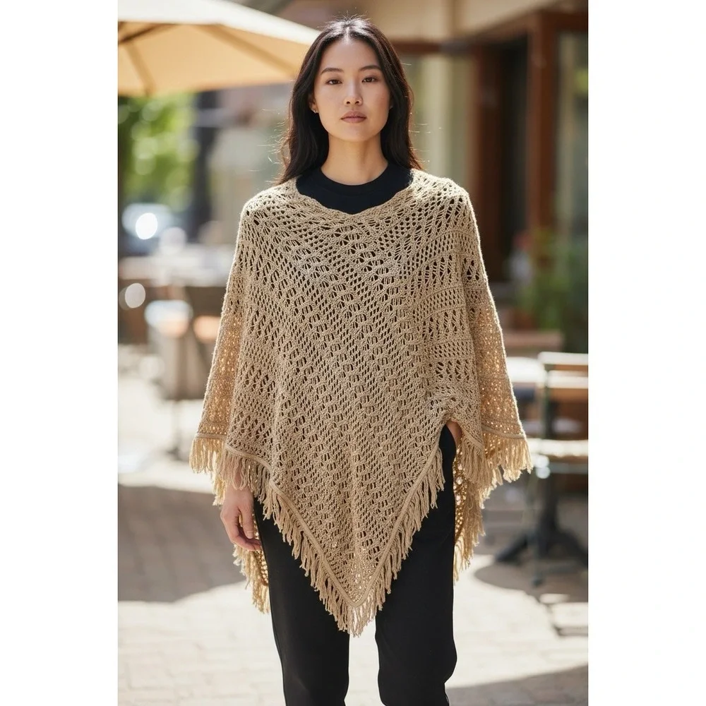 Y2K Boho Shawl Cape Size One Size Womens Wrap Warm Questions‎ By Say What Retro